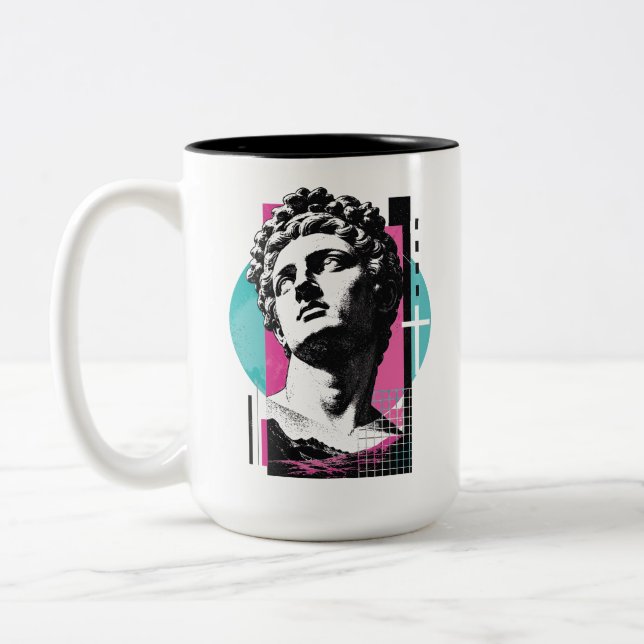 Caneca De Café Em Dois Tons Jesus Grego Retro Brutalista Colossenses 2:3 (Esquerda)