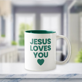 Caneca De Café Em Dois Tons Jesus Loves You Uplifting Christian Gift