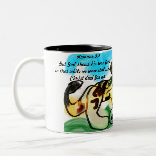 Caneca De Café Em Dois Tons jesus nos ama
