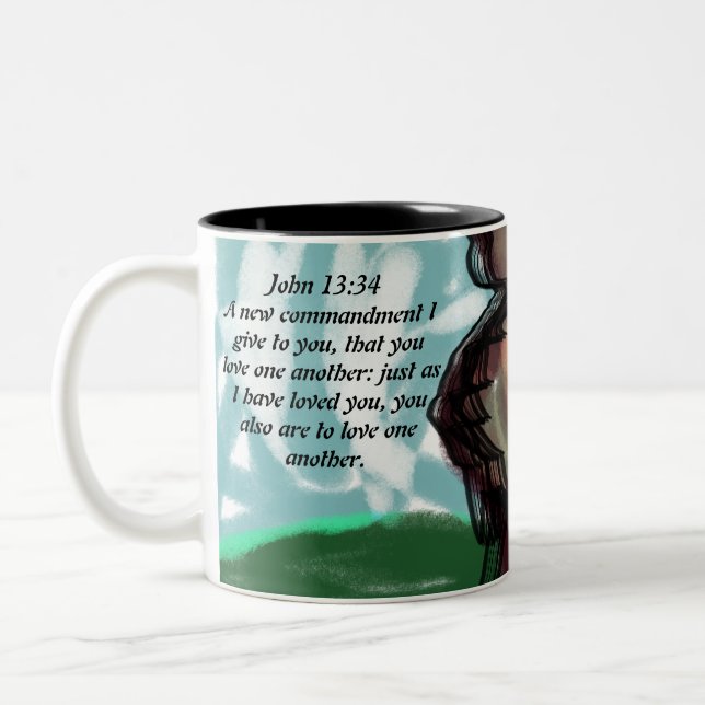 Caneca De Café Em Dois Tons Jesus nos ama (Esquerda)