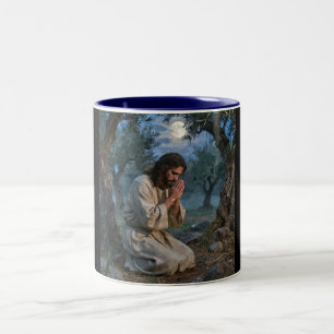 Caneca De Café Em Dois Tons Jesus orando