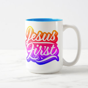 Caneca De Café Em Dois Tons Jesus Primeira Cor Brilhante
