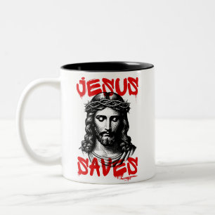Caneca De Café Em Dois Tons Jesus Salva o estilo do grafite