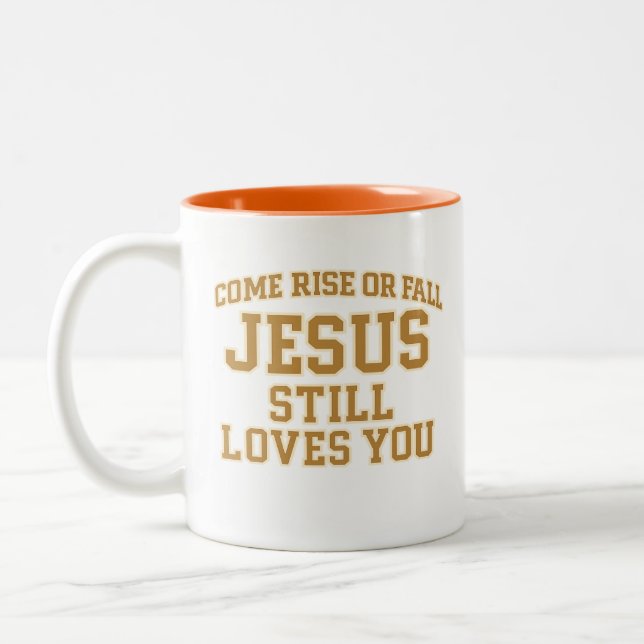Caneca De Café Em Dois Tons Jesus Still Loves You Design (Esquerda)
