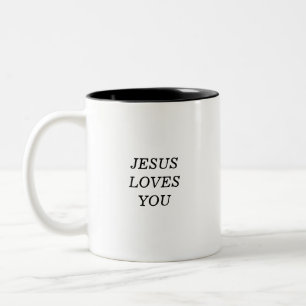 Caneca De Café Em Dois Tons Jesus Te Ama, Christian Faith, Coffee Mug