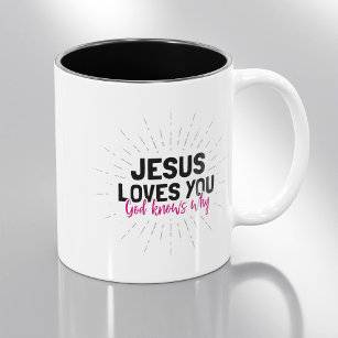 Caneca De Café Em Dois Tons Jesus Te Ama - Deus Sabe Por Que Mug De Café