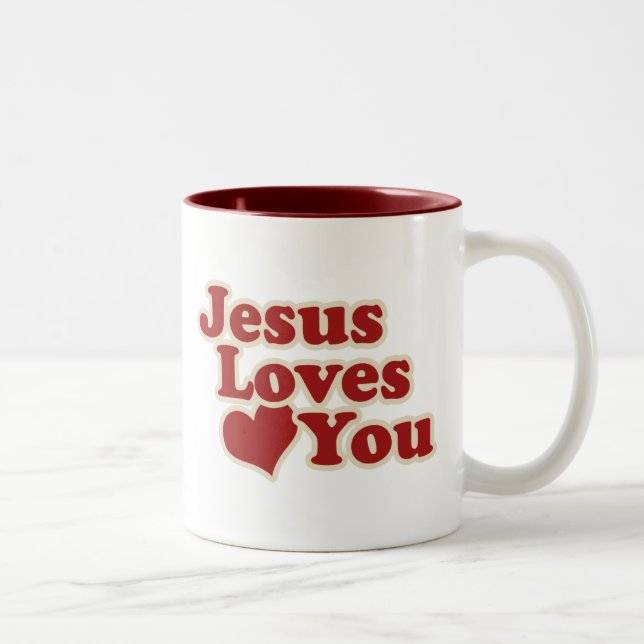 Caneca De Café Em Dois Tons Jesus te ama pelos cristãos (Direita)