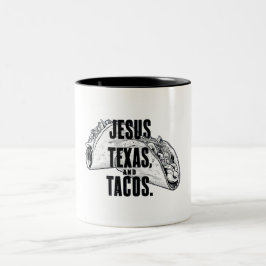 Caneca De Café Em Dois Tons Jesus Texas e Tacos Comida engraçada Cinco de Mayo