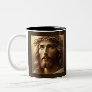 Caneca De Café Em Dois Tons Jesus Vestindo a Coroa dos Espórons