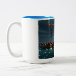 Caneca De Café Em Dois Tons Jesus Walking On Water To Save Peter