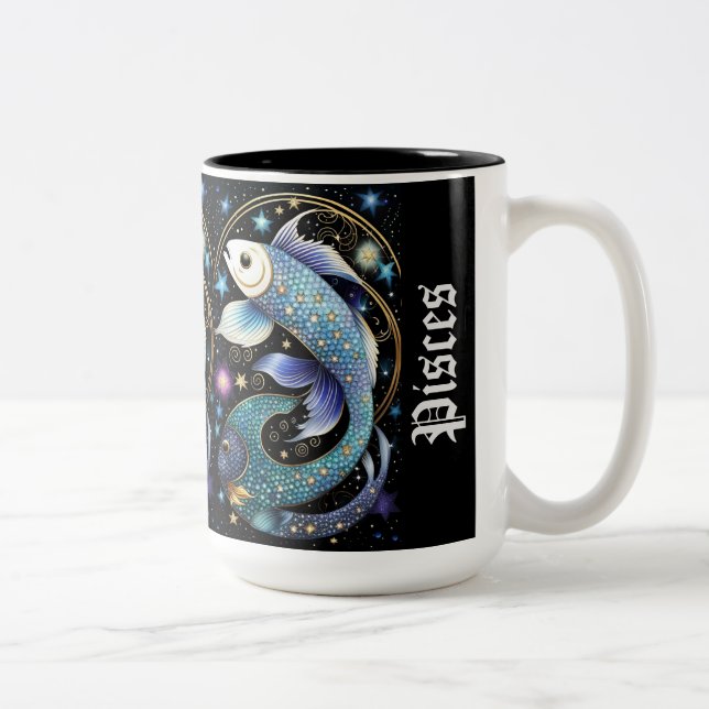 Caneca De Café Em Dois Tons Jewel Galaxy Peixes Zodiac (Direita)