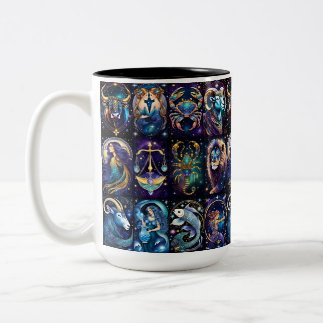 Caneca De Café Em Dois Tons Jewel Galaxy Zodiac (Esquerda)