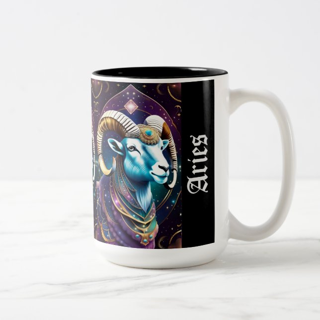 Caneca De Café Em Dois Tons Jewel Galaxy Zodiac Aries (Direita)