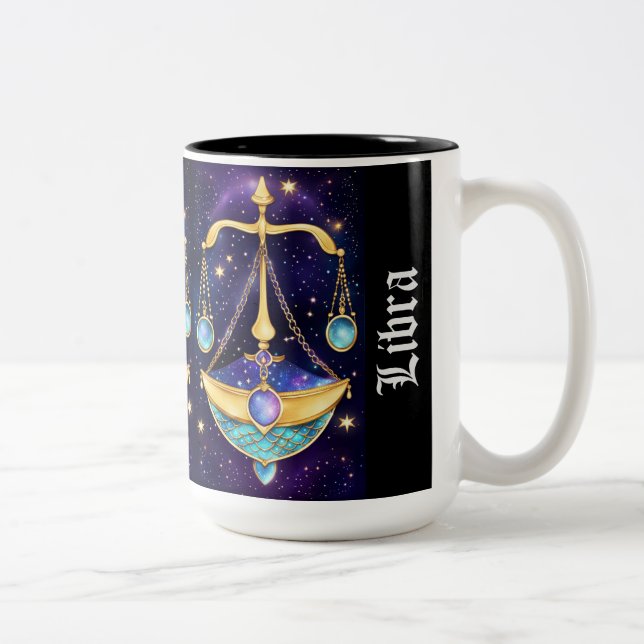 Caneca De Café Em Dois Tons Jewel Galaxy Zodiac Libra (Direita)