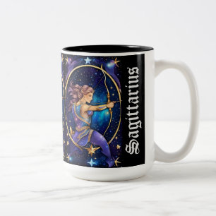 Caneca De Café Em Dois Tons Jewel Galaxy Zodiac Sagittarius