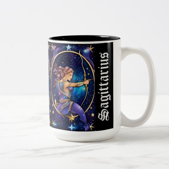 Caneca De Café Em Dois Tons Jewel Galaxy Zodiac Sagittarius (Direita)