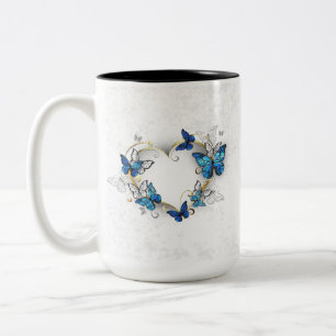 Caneca De Café Em Dois Tons Jewelry Heart with Butterflies Morpho
