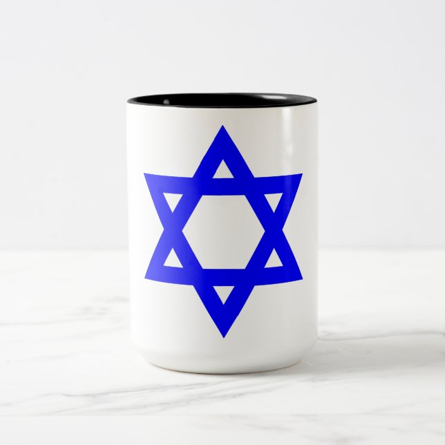 Caneca De Café Em Dois Tons ✡︎ Jewish Star de David (Centro)