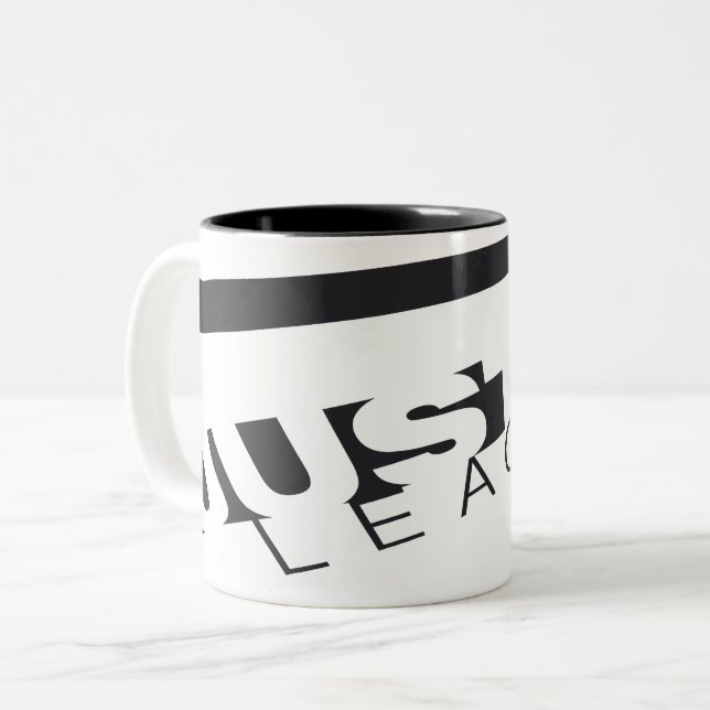 Caneca De Café Em Dois Tons JL B/W inclinado (Frente Esquerda)