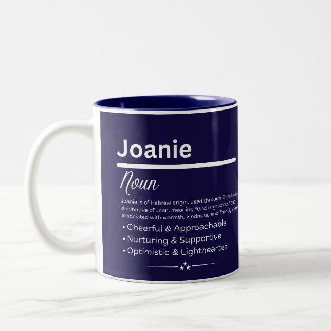 Caneca De Café Em Dois Tons Joanie Personalized Girl Name Meaning Coffee Mug (Esquerda)