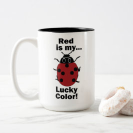 Caneca De Café Em Dois Tons Joaninha Vermelha é Minha Cor da Sorte Inseto Engr