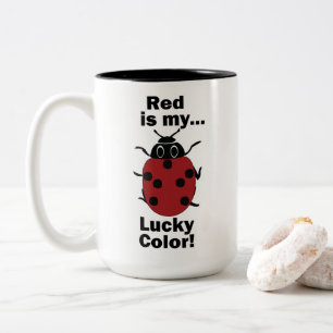 Caneca De Café Em Dois Tons Joaninha Vermelha é Minha Cor da Sorte Inseto Engr