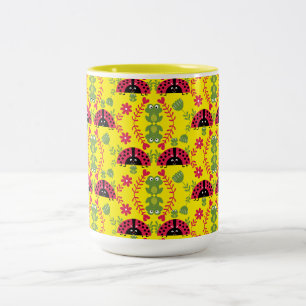 Caneca De Café Em Dois Tons Joaninhas caprichosas fofas para crianças