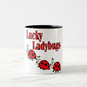 Caneca De Café Em Dois Tons Joaninhas pequenos afortunados