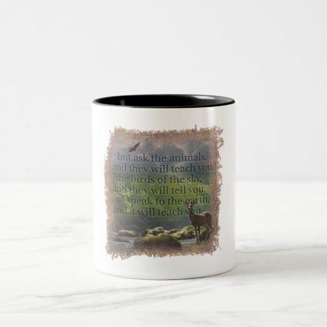 Caneca De Café Em Dois Tons JOB 12:7 - Coffee Mug (Centro)