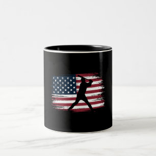Caneca De Café Em Dois Tons Jogador de Beisebol Bandeira Americana EUA Camufla