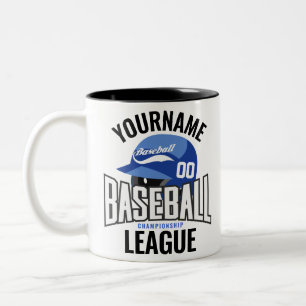 Caneca De Café Em Dois Tons Jogador de Beisebol Personalizado NOME Equipe Club