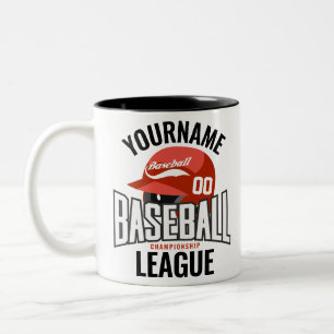 Caneca De Café Em Dois Tons Jogador de Beisebol Personalizado NOME Equipe Club
