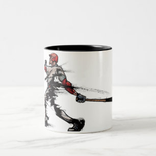 Caneca De Café Em Dois Tons Jogador de beisebol que guardara o bastão, vista