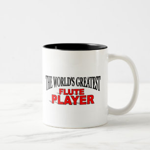 Caneca De Café Em Dois Tons Jogador de flauta do mundo o grande