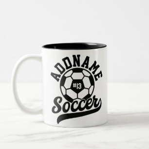 Caneca De Café Em Dois Tons Jogador de Futebol ADICIONE NOME Time de Futebol P