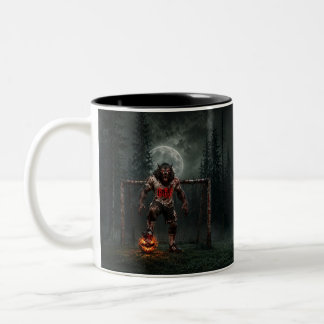 Caneca De Café Em Dois Tons Jogador de Futebol Lobisomem Arte de Terror de Hal