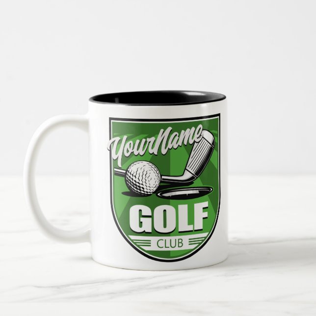 Caneca De Café Em Dois Tons Jogador de Golfe Personalizado (Esquerda)
