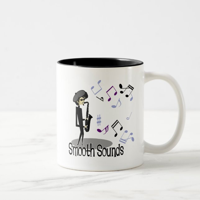 Caneca De Café Em Dois Tons Jogador de saxofone do jazz do Beatnik (Direita)