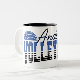 Caneca De Café Em Dois Tons Jogador de Volei Personalizado ADICIONE NOME Campe