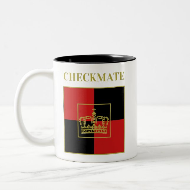 Caneca De Café Em Dois Tons Jogador de xadrez de xadrez vermelho-preto (Esquerda)