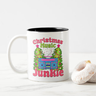 Caneca De Café Em Dois Tons Jogador do Cassete Retro da Música de Natal Junkie