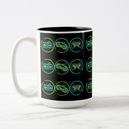 Caneca De Café Em Dois Tons Jogador Preto e Neon