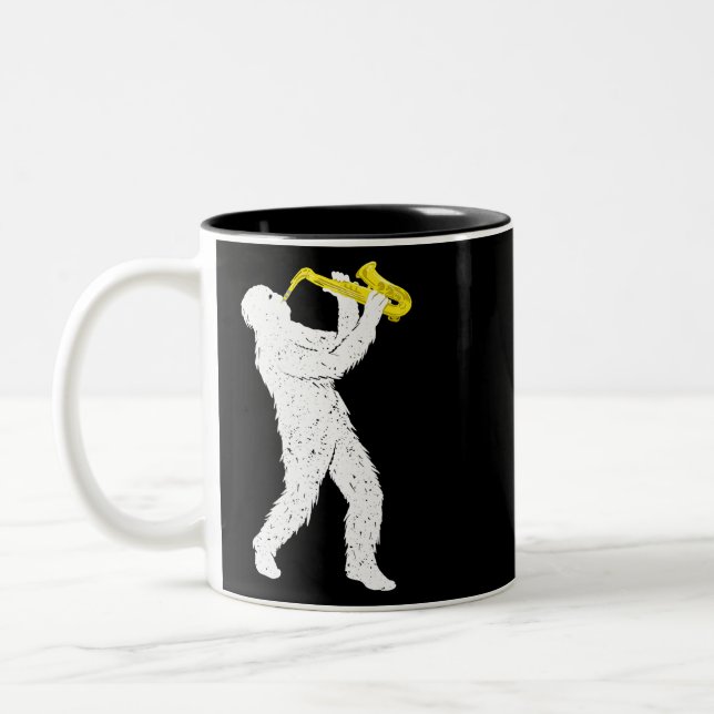 Caneca De Café Em Dois Tons Jogador saxofone saxofonista Jazz Brass (Esquerda)