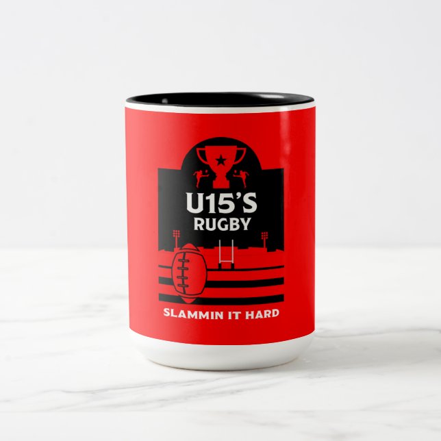 Caneca De Café Em Dois Tons Jogadores de Rugby Junior do U15 (Centro)