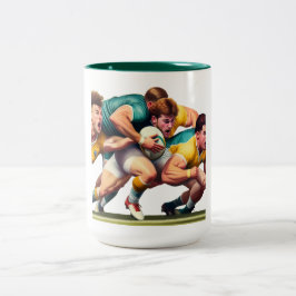 Caneca De Café Em Dois Tons Jogadores De Rugby Mug De Duas Toneladas