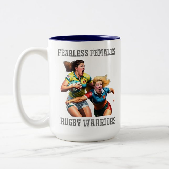 Caneca De Café Em Dois Tons Jogadores De Rugby Mug De Duas Toneladas (Esquerda)