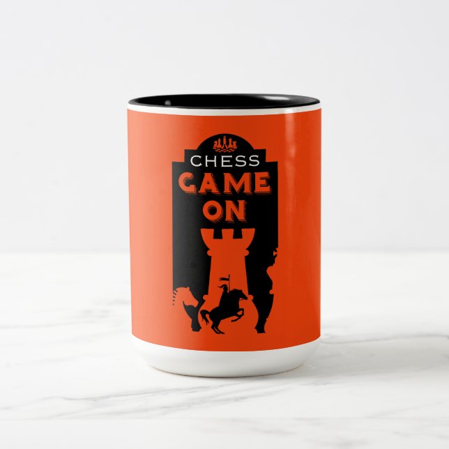Caneca De Café Em Dois Tons Jogadores de xadrez (Centro)