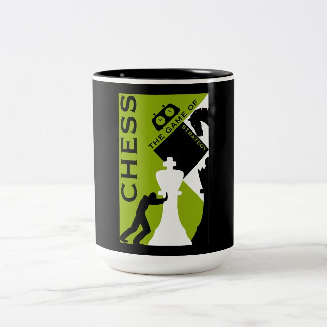Caneca De Café Em Dois Tons Jogadores de xadrez (Centro)