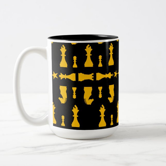 Caneca De Café Em Dois Tons Jogadores de Xadrez Competitivos (Esquerda)