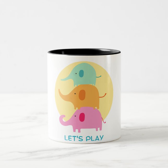 Caneca De Café Em Dois Tons jogo de vamos elefante (Centro)